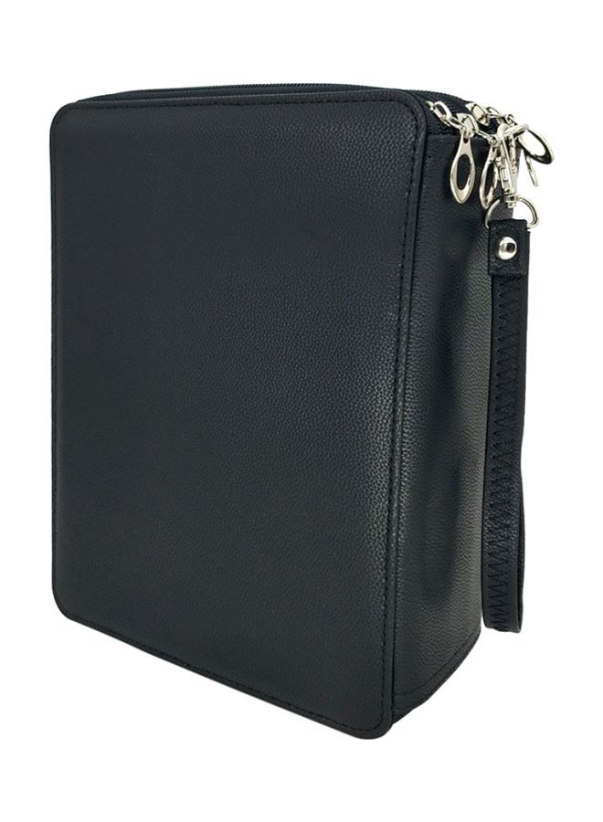NIBEMINENT PU Leather Pencil Case With Strap Black/Silver  - Image 1