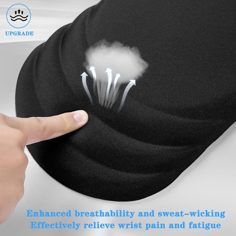 KEPUTAIER Ergonomic Mouse Pad Wrist Support，Wrist Rest Mouse pad for Carpal Tunnel Pain Relief with Memory Foam&Non-Slip PU Base, Mouse Pads for Wireless Mouse & Desk (12x8 inch,Black) - Image 3