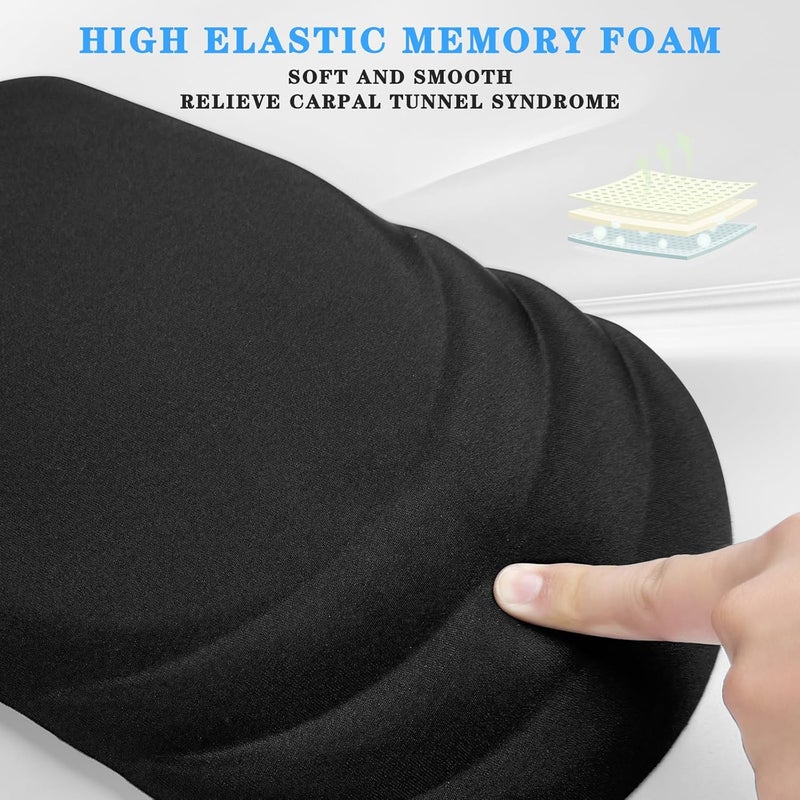 KEPUTAIER Ergonomic Mouse Pad Wrist Support，Wrist Rest Mouse pad for Carpal Tunnel Pain Relief with Memory Foam&Non-Slip PU Base, Mouse Pads for Wireless Mouse & Desk (12x8 inch,Black) - Image 2