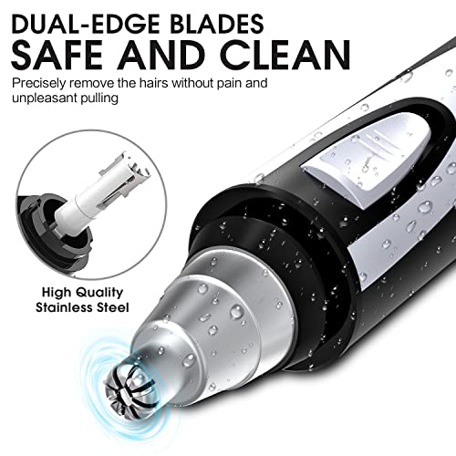 ZORAMI Ear and Nose Hair Trimmer Clipper - 2025 Professional Painless Eyebrow & Facial Hair Trimmer for Men Women, Battery-Operated Trimmer with IPX7 Waterproof, Dual Edge Blades for Easy Cleansing Black - Image 3