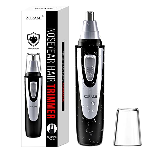 ZORAMI Ear and Nose Hair Trimmer Clipper - 2025 Professional Painless Eyebrow & Facial Hair Trimmer for Men Women, Battery-Operated Trimmer with IPX7 Waterproof, Dual Edge Blades for Easy Cleansing Black - Image 1