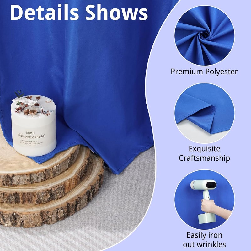 CIPAZEE Royal Blue Curtains Backdrop for Parties, Wrinkle-Resistant Royal Blue Photo Backdrop Curtains Drapes for Party Birthday Wedding Decoration Photography,5ft x 7ft, 2 Panels - Image 2