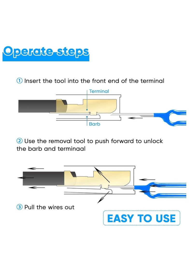 PCS Terminal Removal Tool Kit, Upgraded Pin Extractor Tool, Terminal Ejector Kit, Electrical Wire Connector Pin Removal Tool Kit with a Protective Bag for Car Automotive Most Connector Terminal