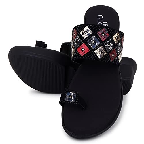 Gloss! GLOSS Women's Fashionable, Soft & Comfortable Casual Black Wedges (4965) - Image 1