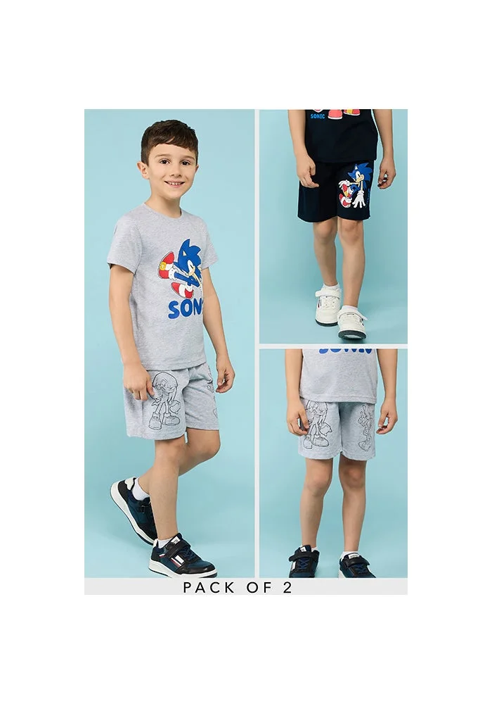 R&b 2 Pack Sonic Print Shorts with Drawstring Waist