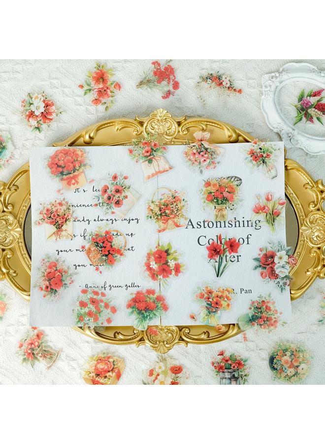 Bluejw 50 Neon Rose Stickers PET Material Waterproof Transparent Stickers Hand Account Couple Gift Decoration - Image 5