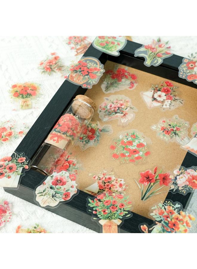 Bluejw 50 Neon Rose Stickers PET Material Waterproof Transparent Stickers Hand Account Couple Gift Decoration - Image 2