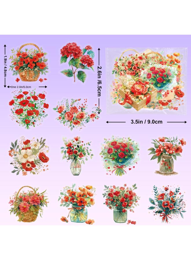 Bluejw 50 Neon Rose Stickers PET Material Waterproof Transparent Stickers Hand Account Couple Gift Decoration - Image 4