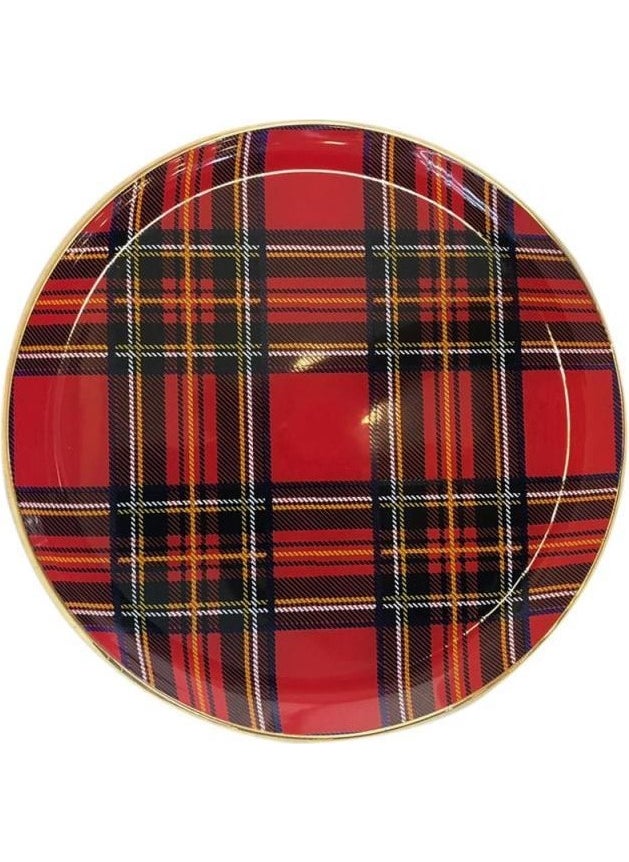 Glore Plaid Red Cake Plate 