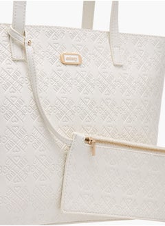MISSY Women Embossed Monogram Tote Bag with Zip Closure and Coin Pouch  - Image 4