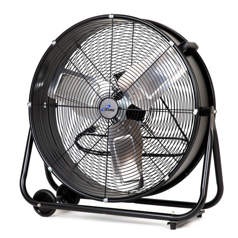 iLIVING 24 High Velocity Drum Fan Industrial Commercial Residential Air Circulator for Garage Shop Patio Barn Greenhouse Speed Control 7700CFM UL ListedBlack