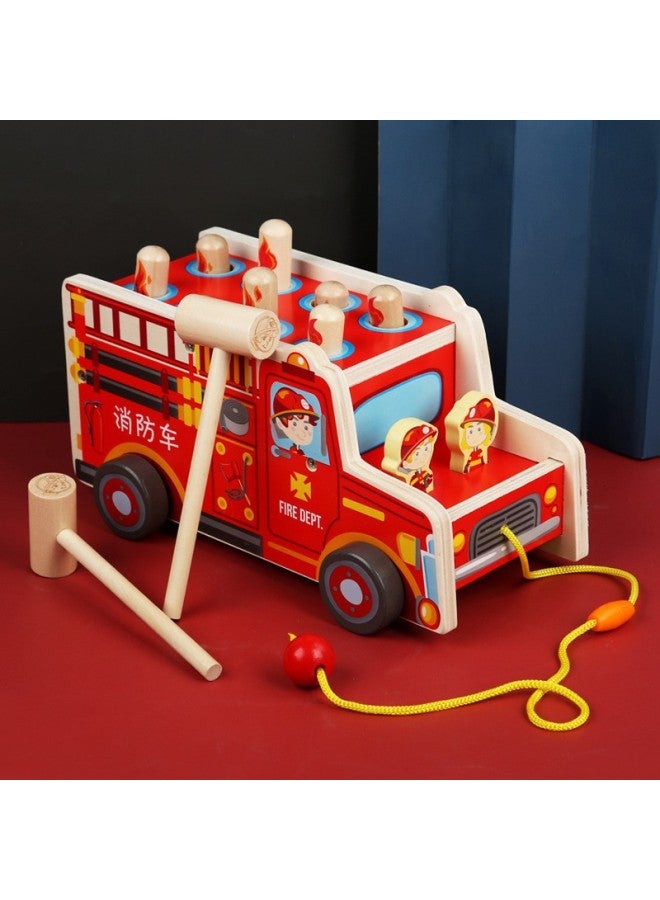Wooden Early Education Fire Engine Cartoon Animal Fishing Catch Worms Gophers Baby Knocking Music Building Blocks Tractor Toy-Specifications:YDL-Rabbit Beat Gopher - Image 2