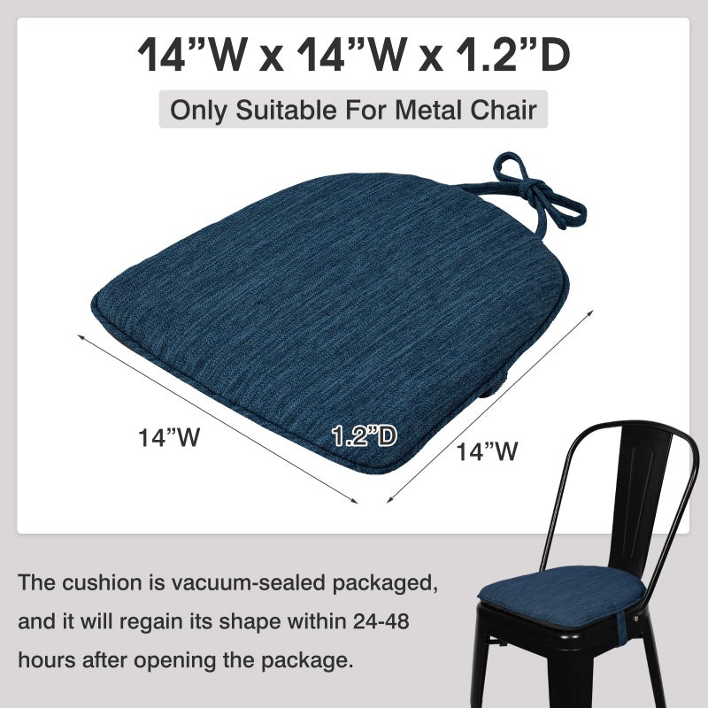 baibu Super Soft Metal Dining Chair Pads Set of 2  Bar Stool Cushion with Ties for Metal Chairs or Bar Stools - 2 Cushions Only (Dark Blue  14"" (35cm) 2PC) - Image 4