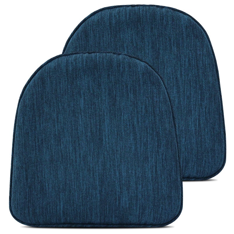 baibu Super Soft Metal Dining Chair Pads Set of 2  Bar Stool Cushion with Ties for Metal Chairs or Bar Stools - 2 Cushions Only (Dark Blue  14"" (35cm) 2PC) - Image 1