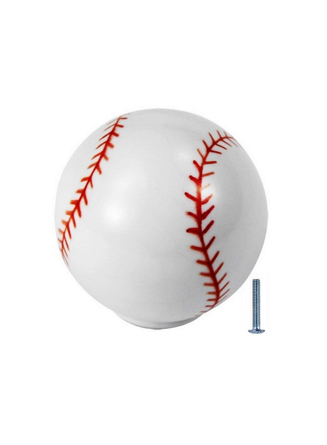 Silverline 6 Pack Cabinet Boy Child Drawer Knobs 1-1/4" Sports Dresser Wardrobe Room Decoration, Baseball - Image 1