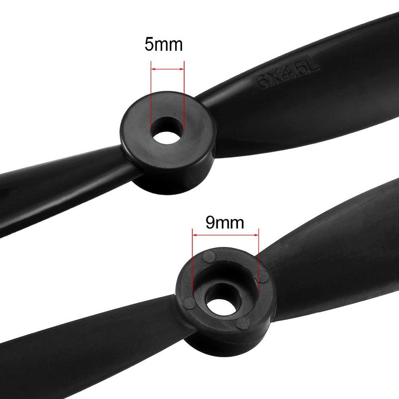 uxcell RC Propellers 6045 6x4.5 Inch 2-Vane Quadcopter for Airplane  Nylon Black 2 Pairs with Adapter Rings - Image 3