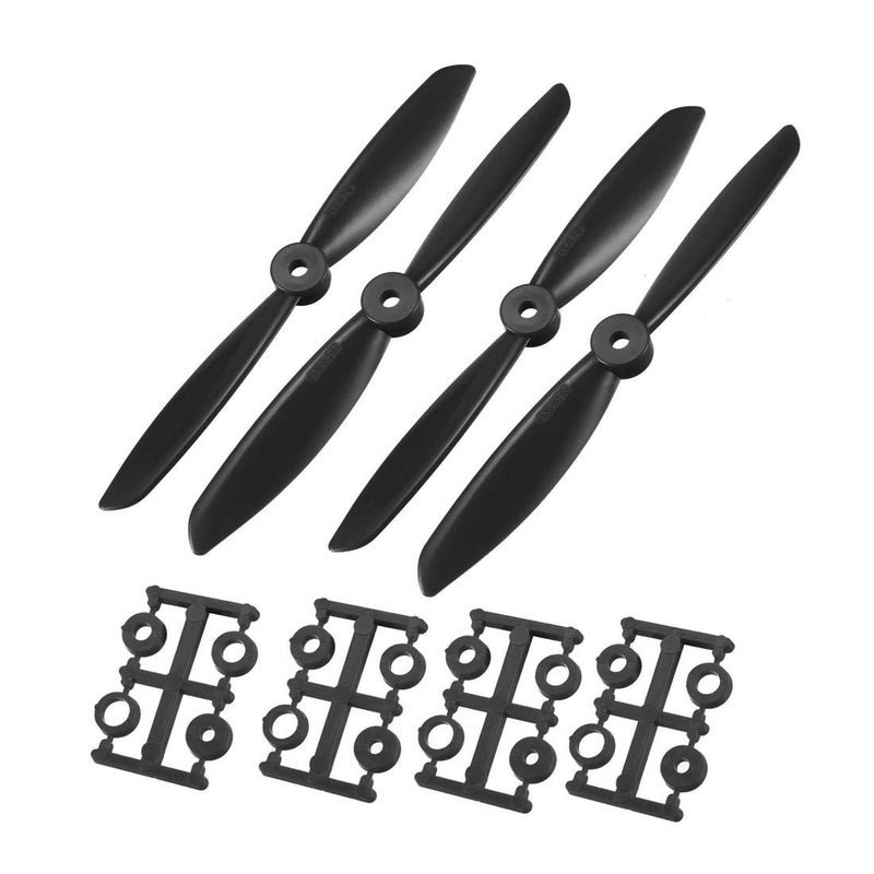uxcell RC Propellers 6045 6x4.5 Inch 2-Vane Quadcopter for Airplane  Nylon Black 2 Pairs with Adapter Rings - Image 1