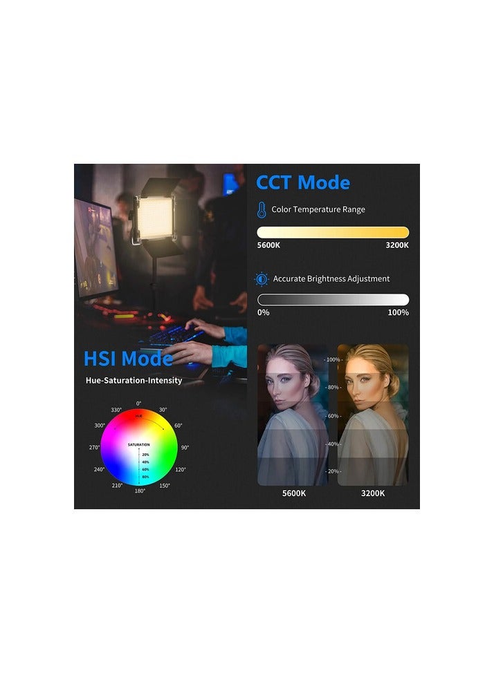 Neewer 660 Pro II 50W RGB + Bi‑Color LED Video Light with 4‑Way Barndoors & Stand Kit - Image 5