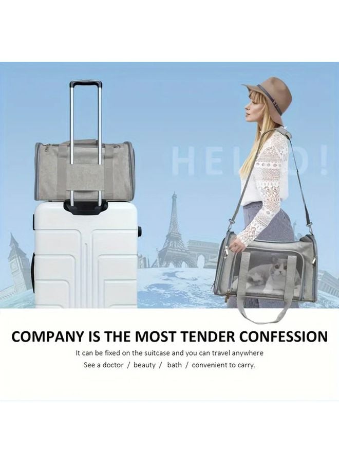 Black Collapsible Airline Approved Soft Sided Cat Carrier For Pets Up To 15lbs - Image 4