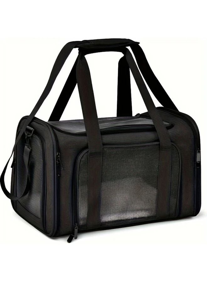 Black Collapsible Airline Approved Soft Sided Cat Carrier For Pets Up To 15lbs - Image 1