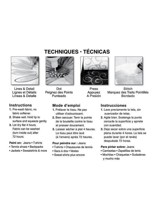 توليب طلاء قماشي ثلاثي الأبعاد، 4 أوقية، فضي لامع، 3 عبوات 4 أوقية سائلة (عبوة من 3) 3 عدد - Image 2