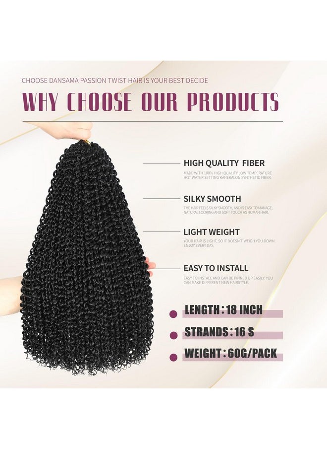 Dansama Passion Twist Hair Water Wave Crochet Hair For Black Women, Long Bohemian Braiding Hair For Boho Locs, Faux Locs, Butterfly Style Crochet Braids Hair Extensions (18Inch, 1B, Economy Pack)  - Image 2