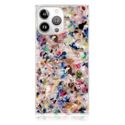 Flaunt Official Square Protective Case Compatible with iPhone 15 Pro Max Wireless Charging Stylish Drop Tested Shockproof Phone Case Rainbow Confetti Tortoise Shell - Image 1