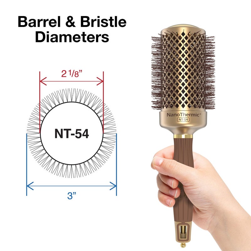 Olivia Garden فرشاة شعر حرارية دائرية من أوليفيا جاردن نانوثيرميك سيراميك + أيون - غير كهربائية - فرشاة احترافية لتجفيف الشعر العادي إلى السميك - بقطر 2 1/8 إنش - NT-54 - Image 1
