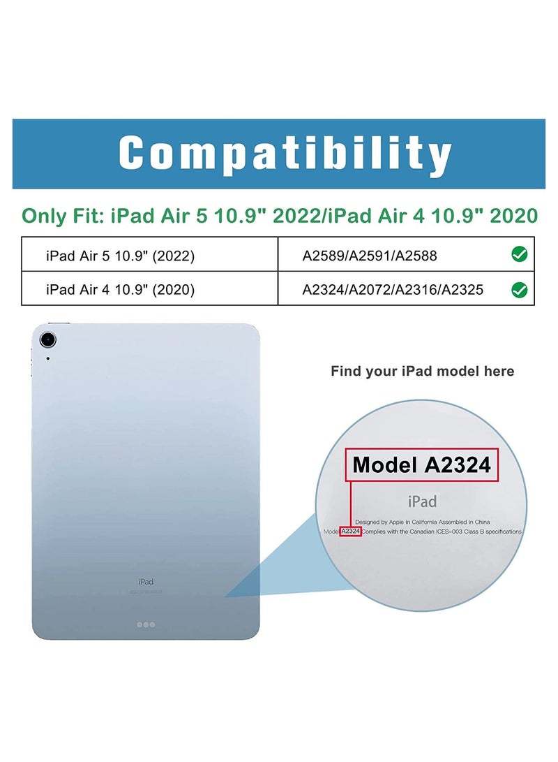 Procases iPad Air 5/Air 4 Case 10.9" 2022 2020, Slim Stand Hard Back Shell Protective Smart Cover Cases for iPad Air 5th/iPad Air 4th Generation -Black - Image 2