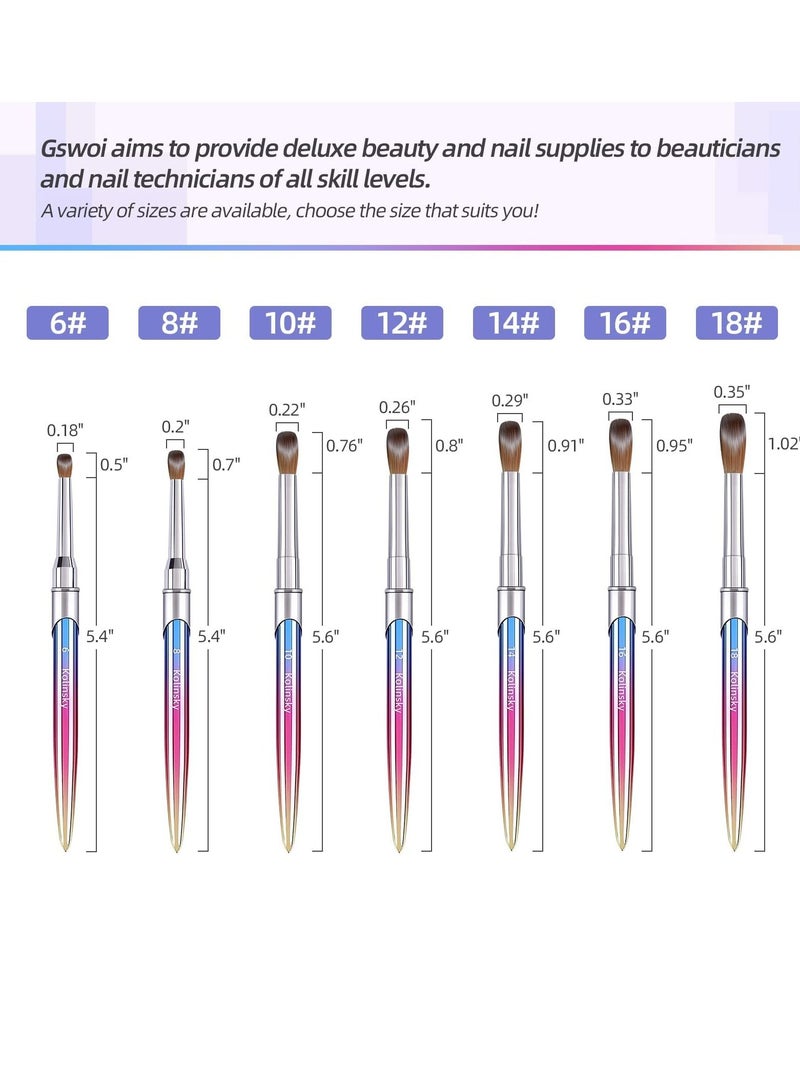 SYOSI Kolinsky Nail Art Brush, Carved Painted Nail Polish Brush Professional Acrylic Nail Pen 3D Colorful Pure Handmade Makeup Brush with Cap(#6) - Image 5