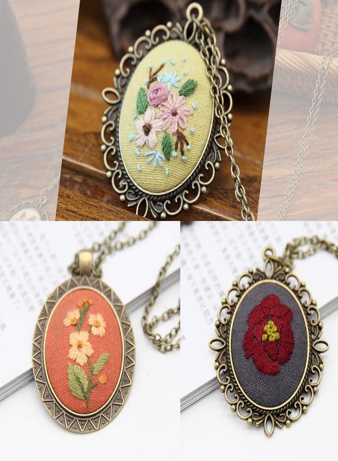MWOOT 3 Pack Pendant Embroidery Starter Kit for Beginners, Retro Necklace Series Cross Stitch Tools for Necklace & Earrings & Hand Sewing Jewelry & Creative Gifts,Style B - Image 5
