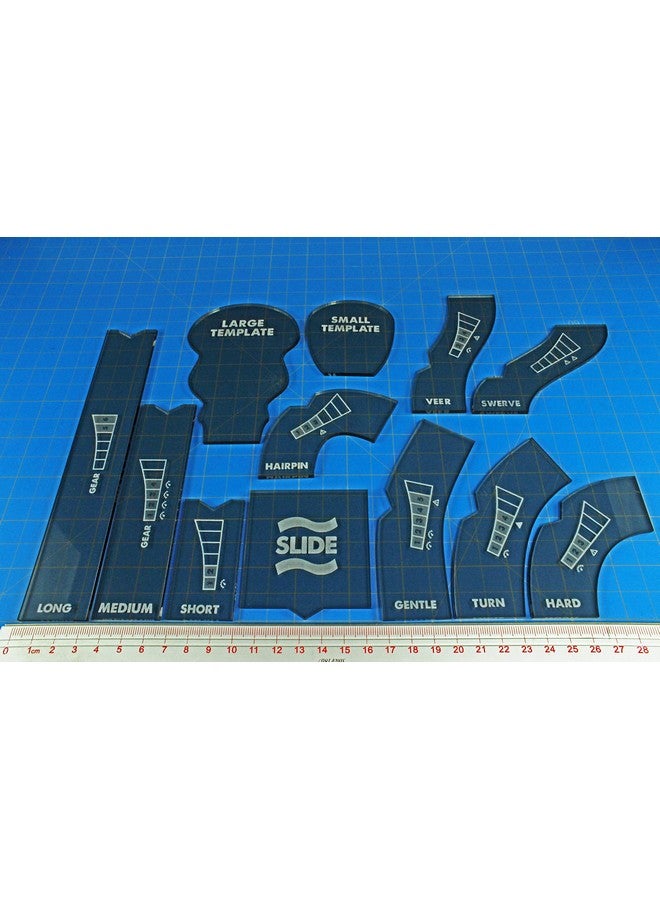 LITKO Template Set Compatible with Gaslands Miniatures Game | Set of 12 | Movement & Maneuvers | Turn Templates | Area Effect | Translucent Bronze (Standard Scale Template Set) - Image 3