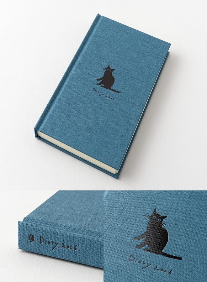 Designphil Midori Book Style Diary, 2026, B6 Model, Weekly Cat Pattern, Navy Blue, 22378006 (Starts from January 2026) - Image 2