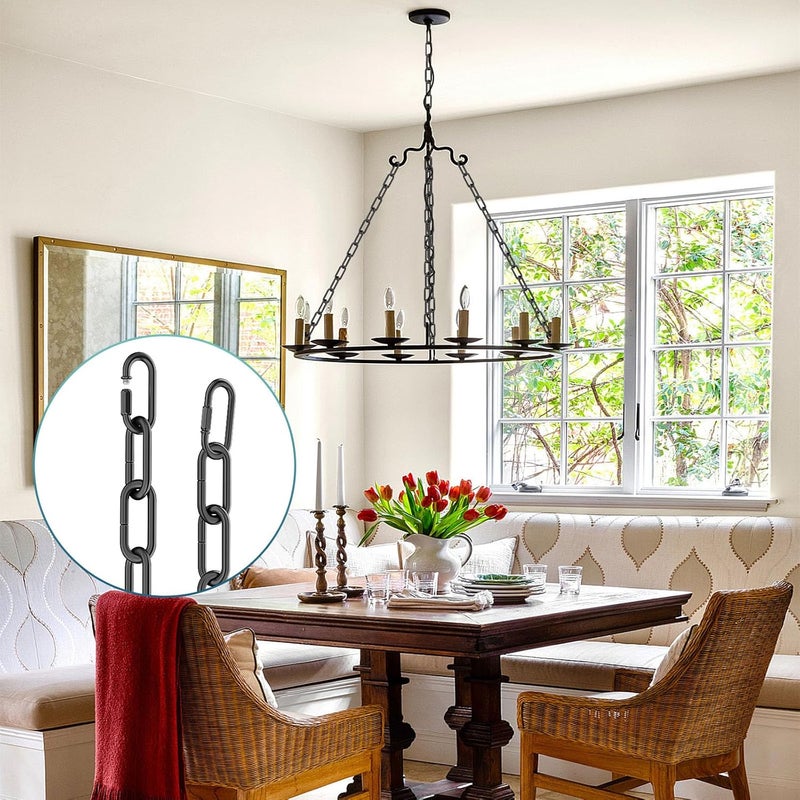 garini 6 Feet Industrial Black Light Fixture Chain, Adjustable Metal Pendant Chandelier Chain Extension with Detachable Link, 3 Pack - Image 5