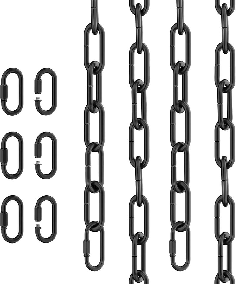 garini 6 Feet Industrial Black Light Fixture Chain, Adjustable Metal Pendant Chandelier Chain Extension with Detachable Link, 3 Pack - Image 1