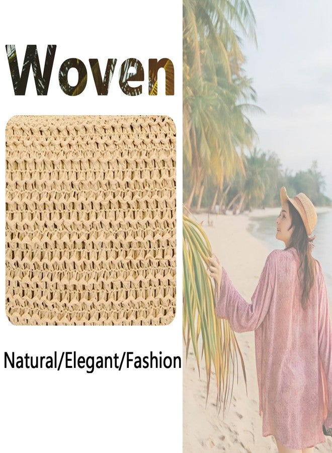 JYG Straw Crossbody Bags for Women Crescent Woven Shoulder Handbag Summer Beach Hobo Purses with Adjustable Strap Khaki - Image 4