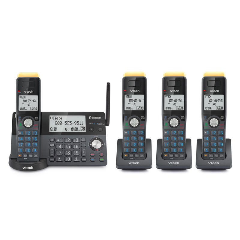 VTech IS8128-41 Super Long Range 4-Handset DECT 6.0 Cordless Phone for Home with Answering Machine, 2300 ft Range, Call Blocking, Bluetooth Connect to Cell, Intercom - Image 1