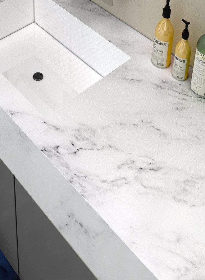 Decotalk Marble Countertop Peel and Stick Waterproof Contact Paper 30cm x 5m White Marble Contact Paper for Cabinet Kitchen Wallpaper Stick and Peel Counter Cover Granite Vinyl Wrap for Countertops - Image 2