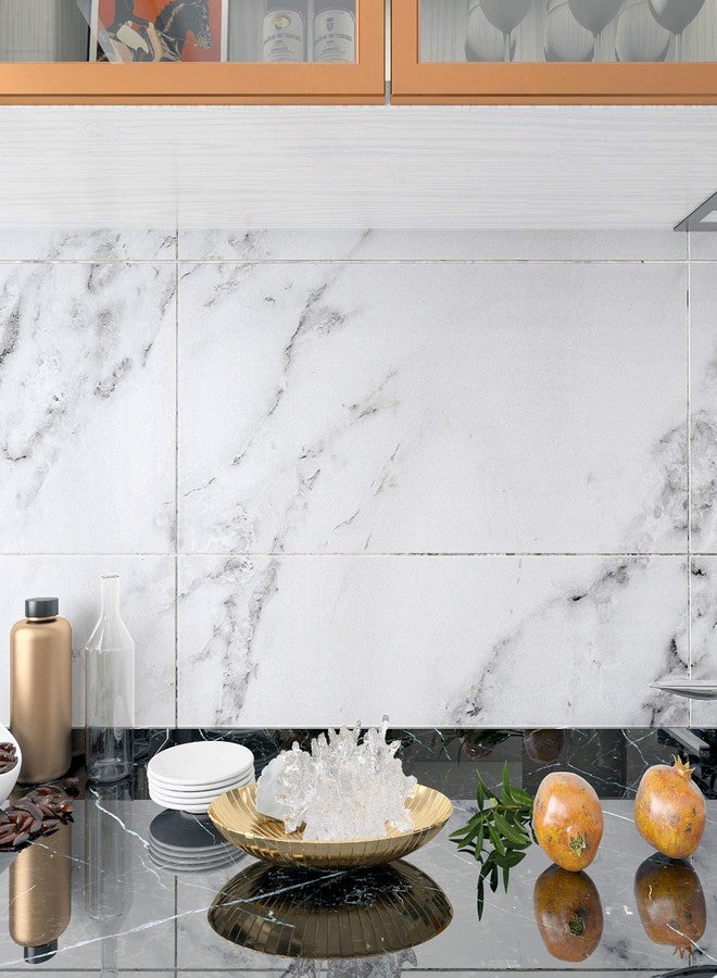 Decotalk Marble Countertop Peel and Stick Waterproof Contact Paper 30cm x 5m White Marble Contact Paper for Cabinet Kitchen Wallpaper Stick and Peel Counter Cover Granite Vinyl Wrap for Countertops - Image 3