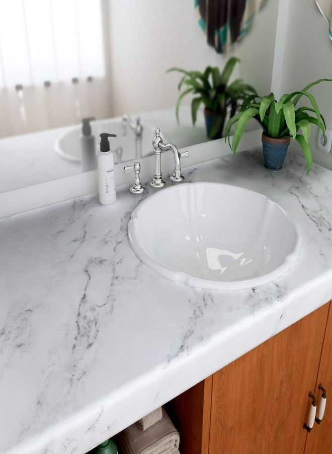 Decotalk Marble Countertop Peel and Stick Waterproof Contact Paper 30cm x 5m White Marble Contact Paper for Cabinet Kitchen Wallpaper Stick and Peel Counter Cover Granite Vinyl Wrap for Countertops - Image 5