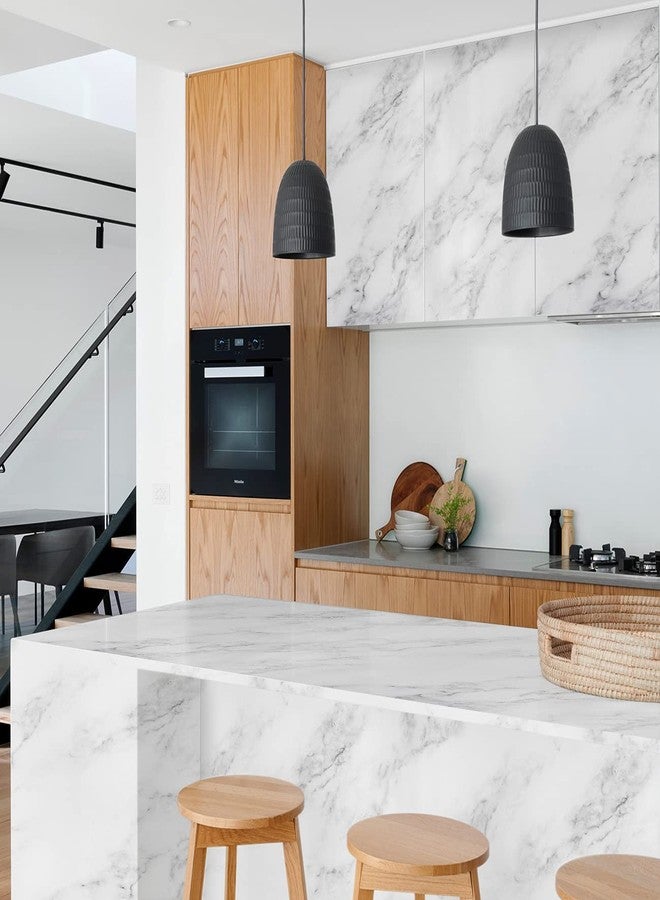 Decotalk Marble Countertop Peel and Stick Waterproof Contact Paper 30cm x 5m White Marble Contact Paper for Cabinet Kitchen Wallpaper Stick and Peel Counter Cover Granite Vinyl Wrap for Countertops - Image 4