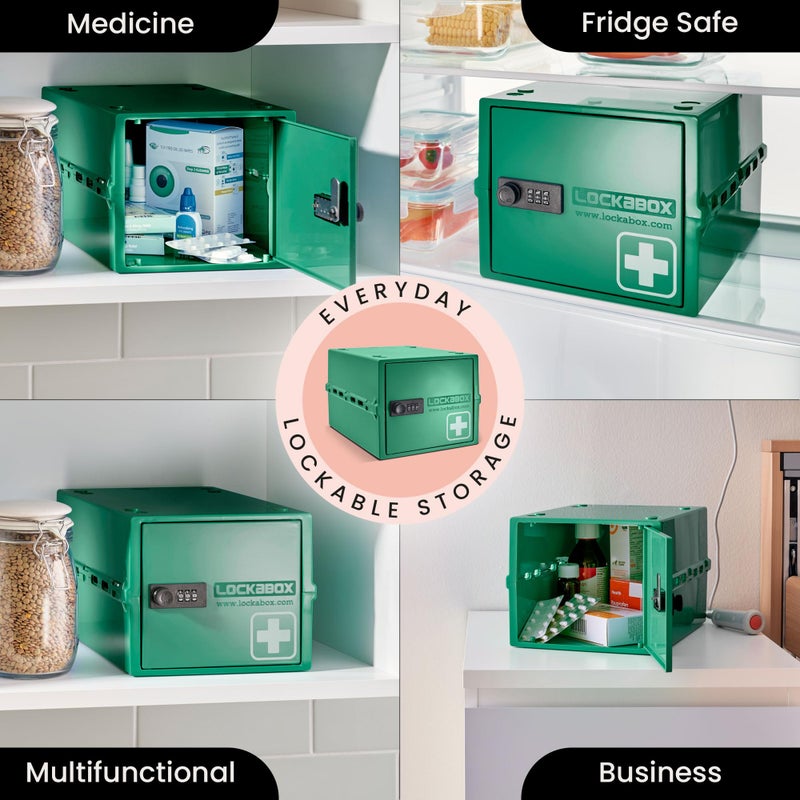 Lockabox Oneâ„¢ | Premium Medicine Lock Box | Medium Medication Lock Box With Code For Medicines, Vitamins & Supplements | External Size 12 x 8 x 6.6 inches (Medi Green) - Image 3