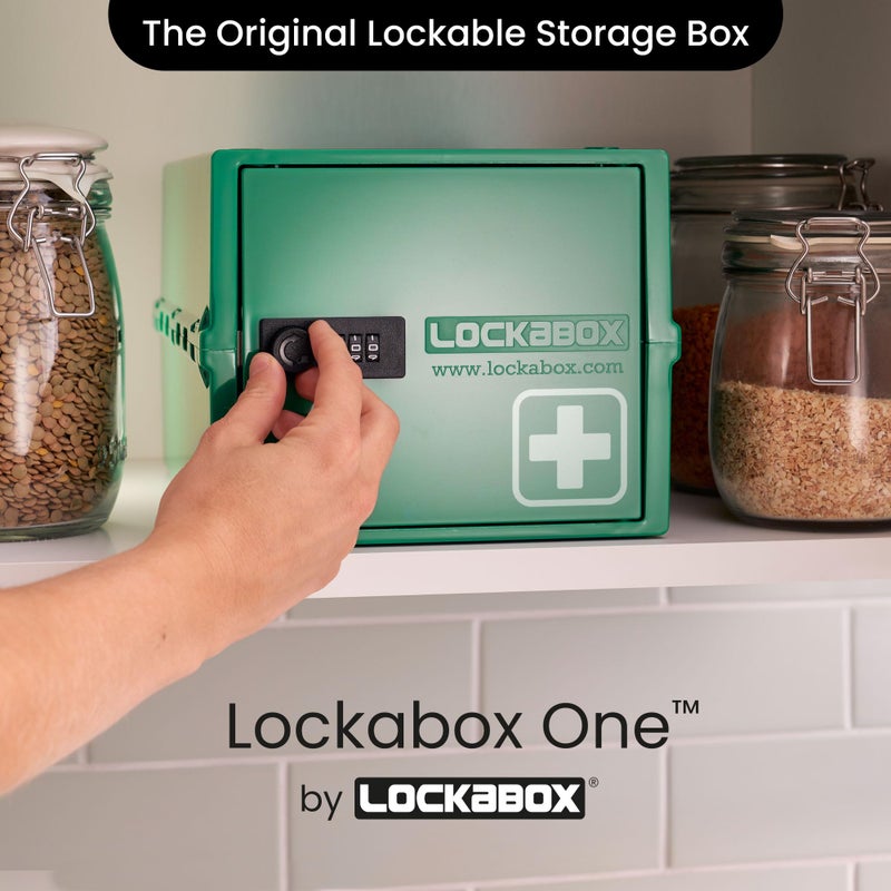 Lockabox Oneâ„¢ | Premium Medicine Lock Box | Medium Medication Lock Box With Code For Medicines, Vitamins & Supplements | External Size 12 x 8 x 6.6 inches (Medi Green) - Image 2