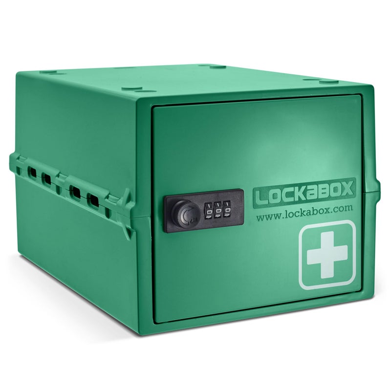 Lockabox Oneâ„¢ | Premium Medicine Lock Box | Medium Medication Lock Box With Code For Medicines, Vitamins & Supplements | External Size 12 x 8 x 6.6 inches (Medi Green) - Image 1
