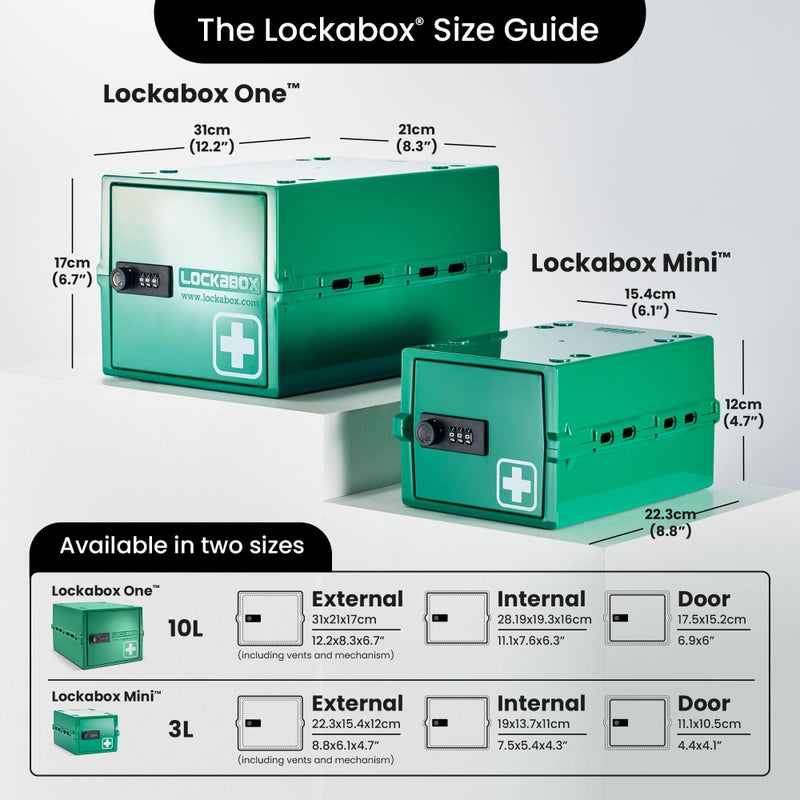 Lockabox Oneâ„¢ | Premium Medicine Lock Box | Medium Medication Lock Box With Code For Medicines, Vitamins & Supplements | External Size 12 x 8 x 6.6 inches (Medi Green) - Image 5