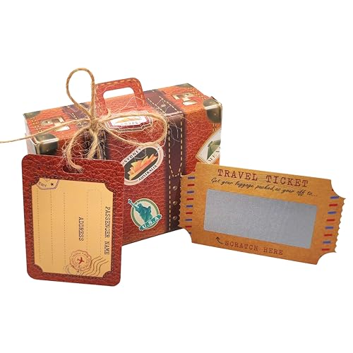 ASVP Shop DIY Surprise Mini Suitcase & Mini Travel Ticket Scratch & Reveal Card Kit - Great for Vacations, Valentine's Day, Birthdays and Family Getaways - Image 1