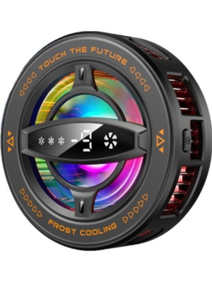مبرد هاتف مغناطيسي مع شاشة عرض رقمية لدرجة الحرارة ومروحة تبريد أشباه الموصلات RGB للألعاب المحمولة والرياضات الإلكترونية والبث المباشر والضوضاء المنخفضة والتحكم الذكي في درجة الحرارة ومشبك خلفي لأجهزة iPhone وSamsung وiPad - Image 1