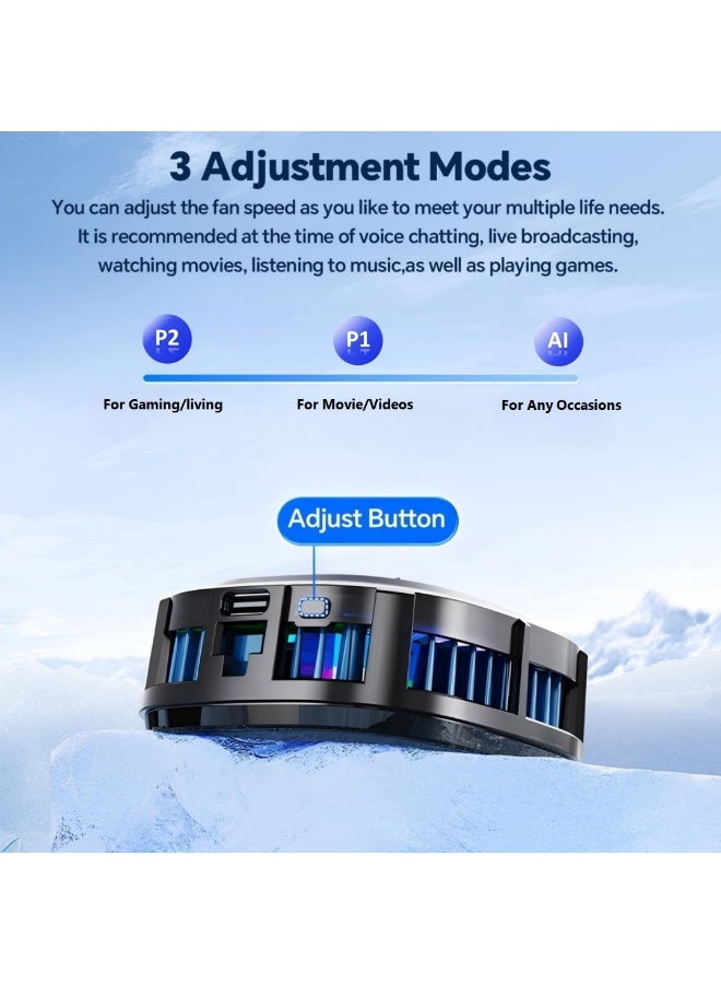 مبرد هاتف مغناطيسي مع شاشة عرض رقمية لدرجة الحرارة ومروحة تبريد أشباه الموصلات RGB للألعاب المحمولة والرياضات الإلكترونية والبث المباشر والضوضاء المنخفضة والتحكم الذكي في درجة الحرارة ومشبك خلفي لأجهزة iPhone وSamsung وiPad - Image 4