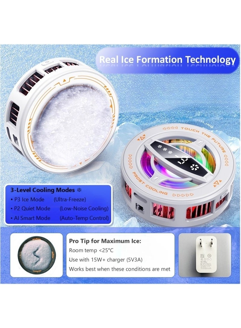 مبرد هاتف مغناطيسي مع شاشة عرض رقمية لدرجة الحرارة ومروحة تبريد أشباه الموصلات RGB للألعاب المحمولة والرياضات الإلكترونية والبث المباشر والضوضاء المنخفضة والتحكم الذكي في درجة الحرارة ومشبك خلفي لأجهزة iPhone وSamsung وiPad - Image 5