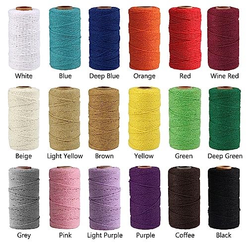 FLIPPED (109 Yards/1.5mm/35 Colors Optional) Macrame Cord Craft Macramé Cotton Baker Twine Craft Making Knitting Cord Rope DIY Wedding Decor Supply Christmas Wrapping String Rope (Red&1.5mm) - Image 2